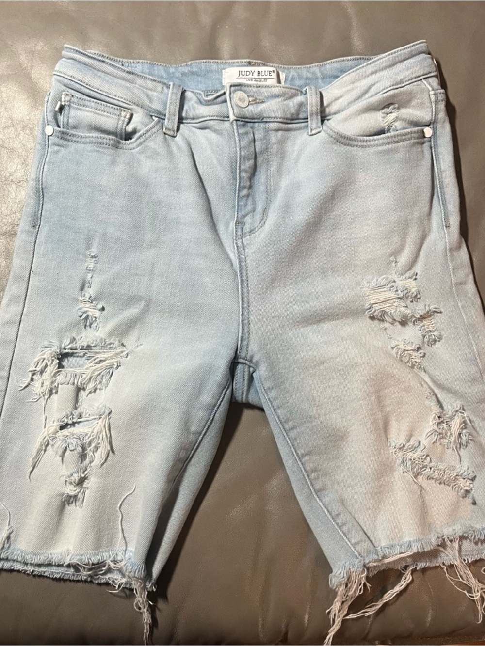 Judy Blue Light Wash Denim Shorts with Faded Blue Tone